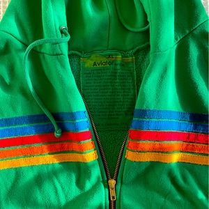 Aviator Nation; Green Stripe Unisex Hoodie XL - Used